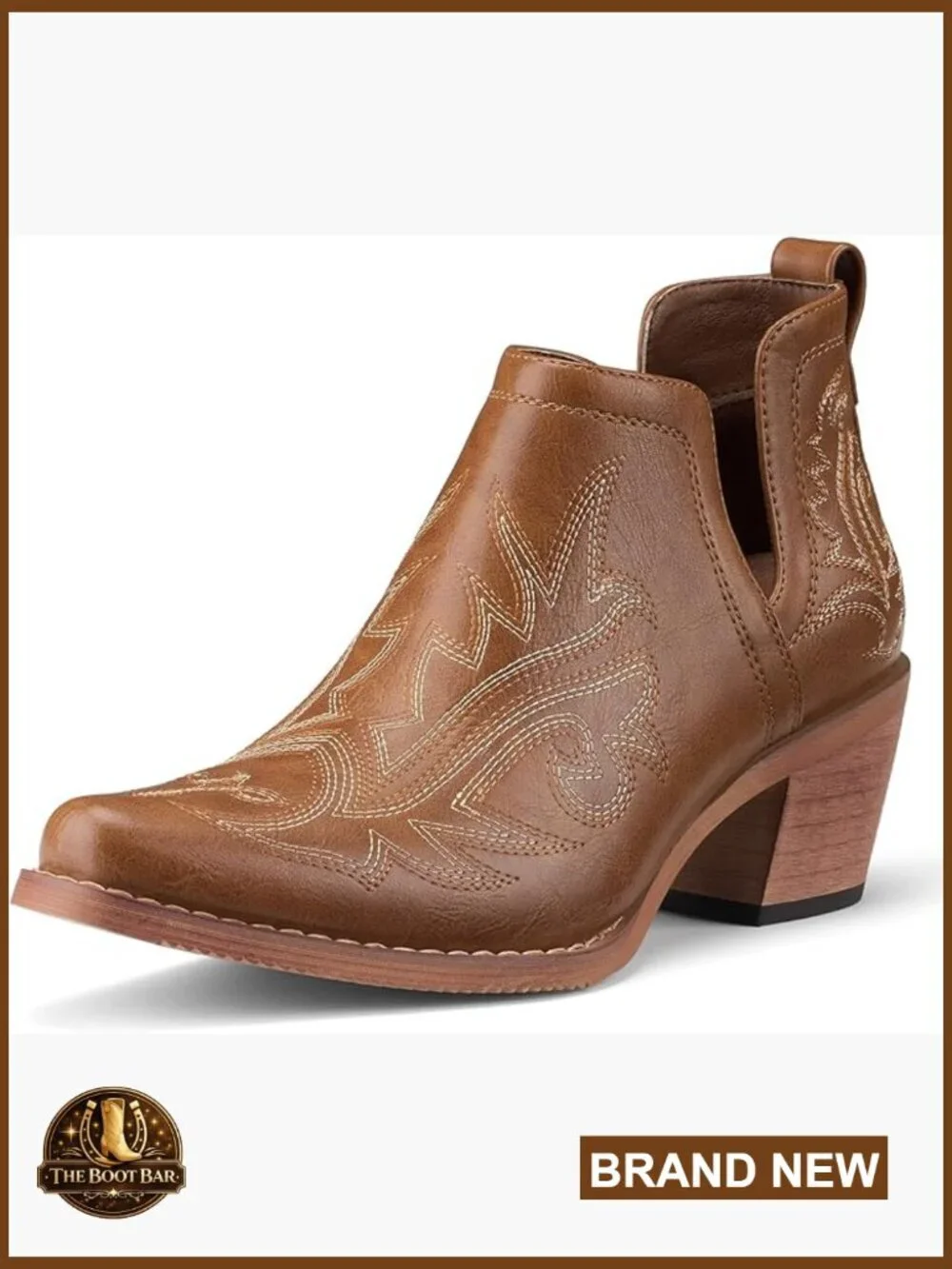 Women's Chunky Heel Ankle Boots Western Style Square Toe Slip On